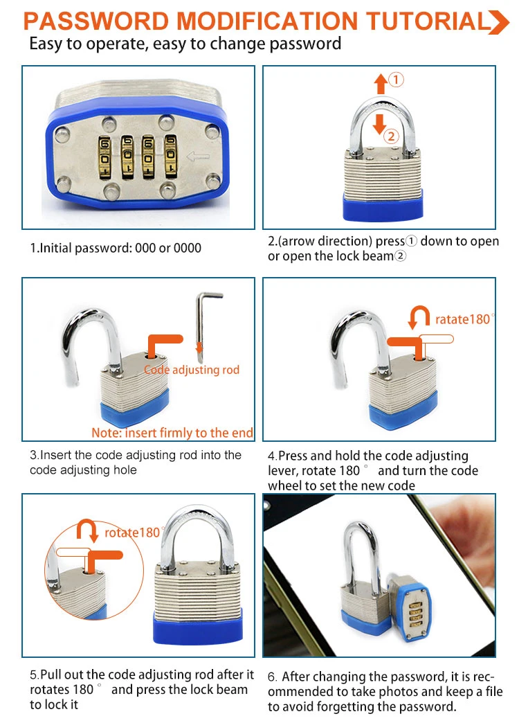 Hardened Steel Safety 4 Digit Outdoor Safety Laminated Combination Padlock