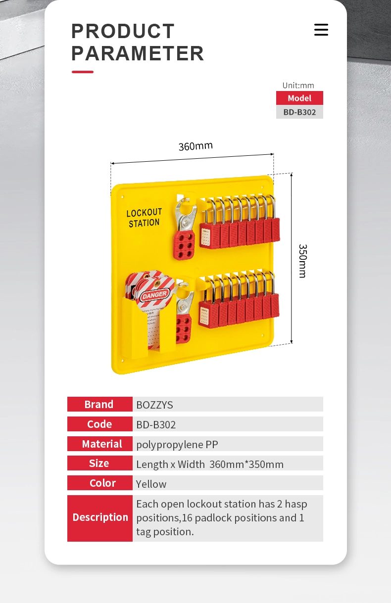 Can Accommodate 16 Locks Lockout Station Board with Lockout Hasps and Tags