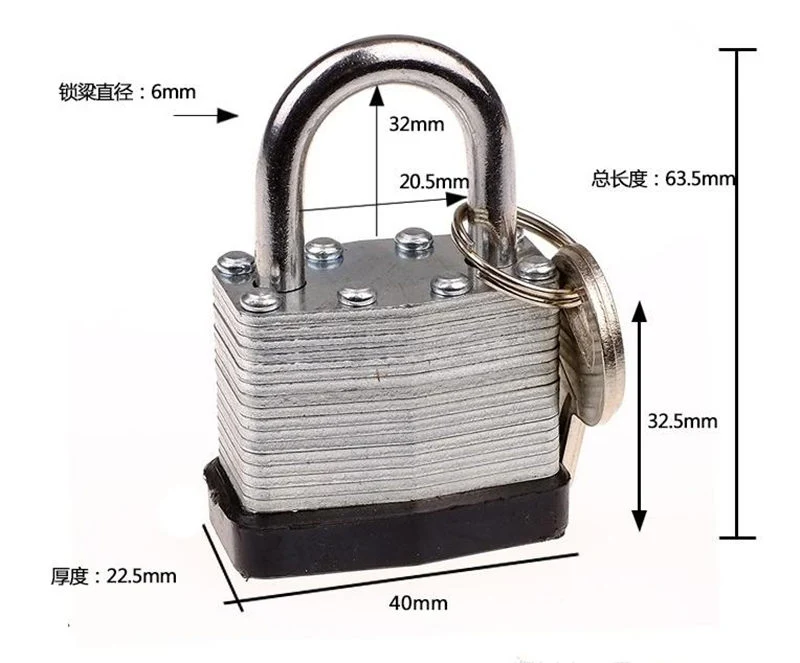 Custom Anti-Theft 40mm Laminated Padlock Safety Padlock with Two Keys