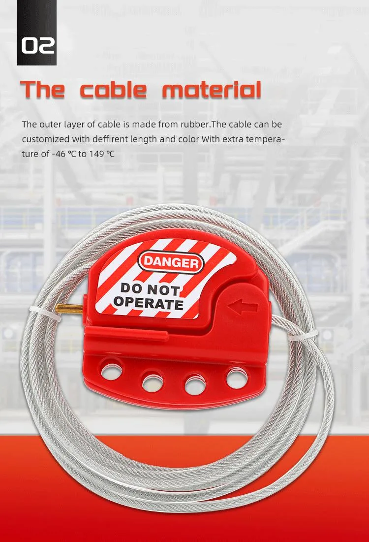 Universal Steel Wrapped in PVC Cable Lockout with Alarm Safety Lockout Tagout