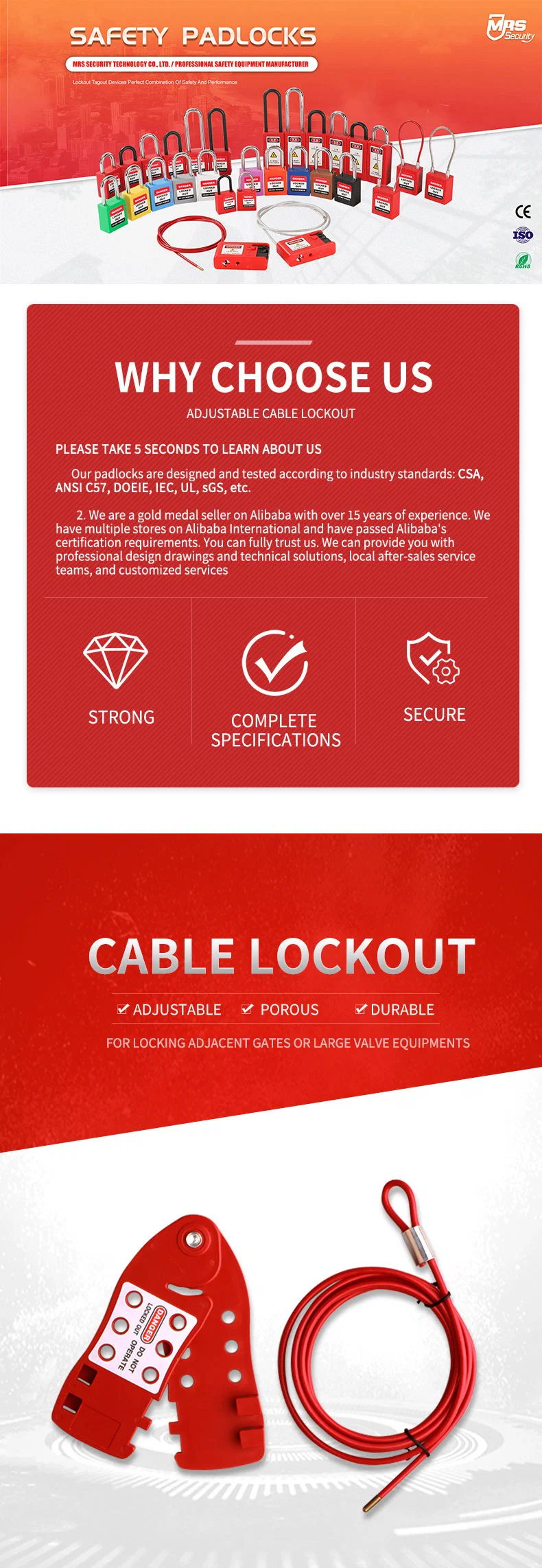 Adjustable Steel Wrapped in Plastic Cable Lockout Tagout Loto Security Lock Manufacturer