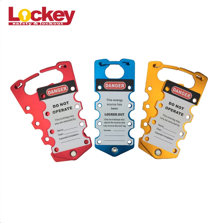 Industrial Colored Labeled Aluminum Lockout Hasp with 8 Padlock Holes