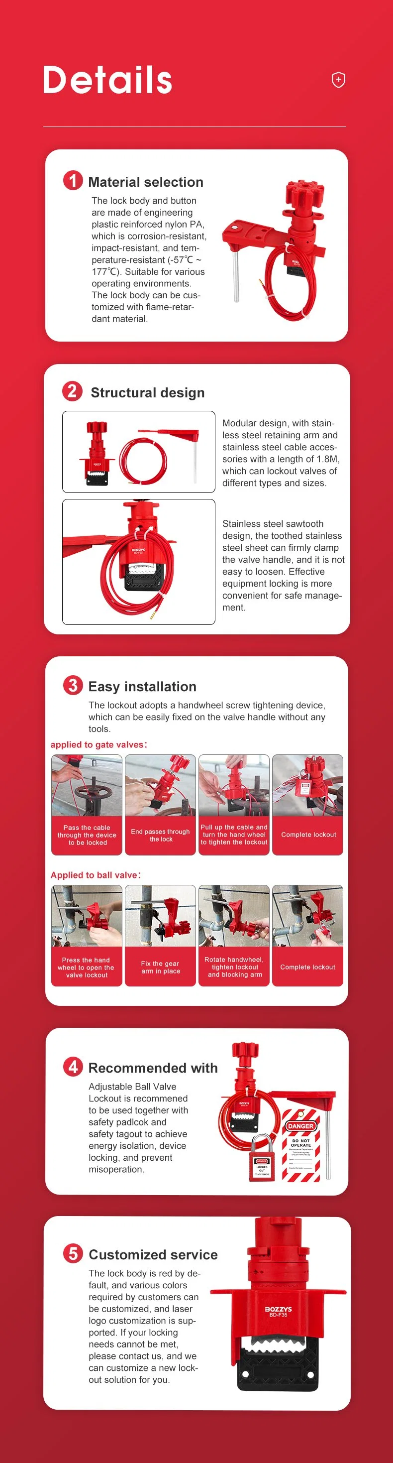 Bozzys Universal Valve Lockout with Blocking Arm