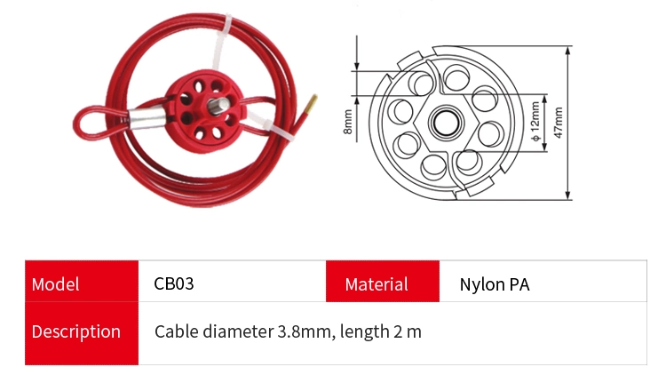 Adjustable Steel Cable Lockout with Cable Dia. 3.8mm Length 2m