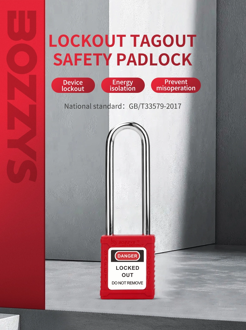 Bozzys 76mm Long Steel Shackle Master Lock Safety Lockout Padlocks