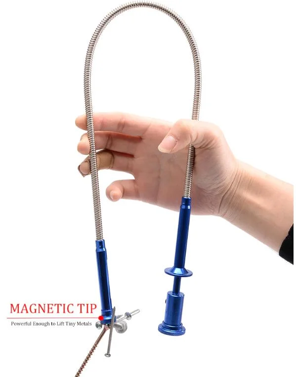 Stainless Steel Flexible Magnetic Pick-up Claw Grabber Tool with LED Light