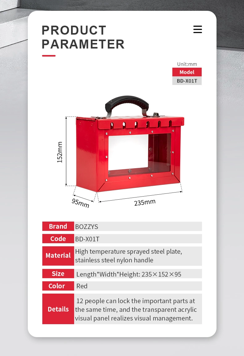 Group Lockout Box with Transparent Cut out at Both Side