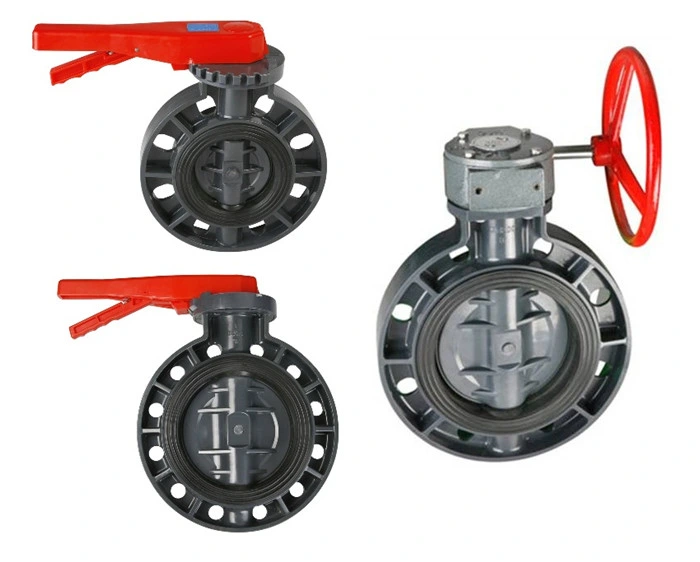 High Quality Plastic Manual Handle Lockable Butterfly Valve PVC Wafer Lock Butterfly Valve Lever UPVC Worm Gear Butterfly Valve DIN ANSI JIS Standard