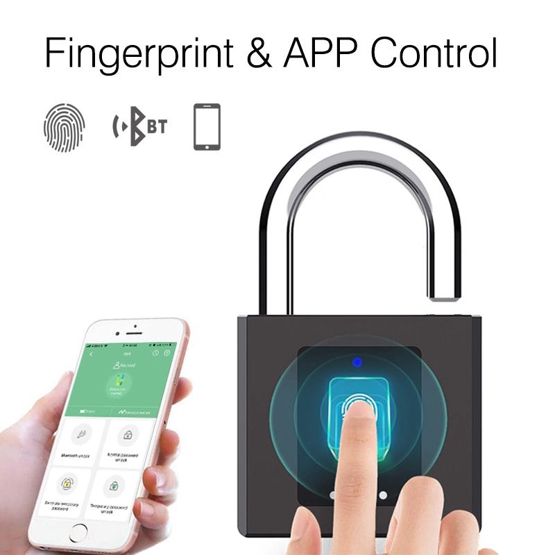 Security Zinc Alloy Fingerprint Smart Biometric Electronic Padlock Anti-Theft Waterproof Smart Padlock