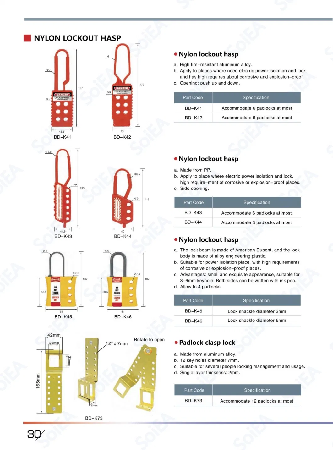 OEM Plastic Yellow English Label Insolation 4 Holes Hasp Lockout Tagout Hasp