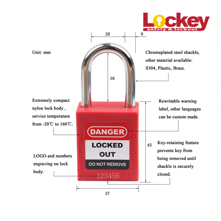 38mm Stainless Steel Shackle Customized Colorful Safety Padlock with Ce Certificate