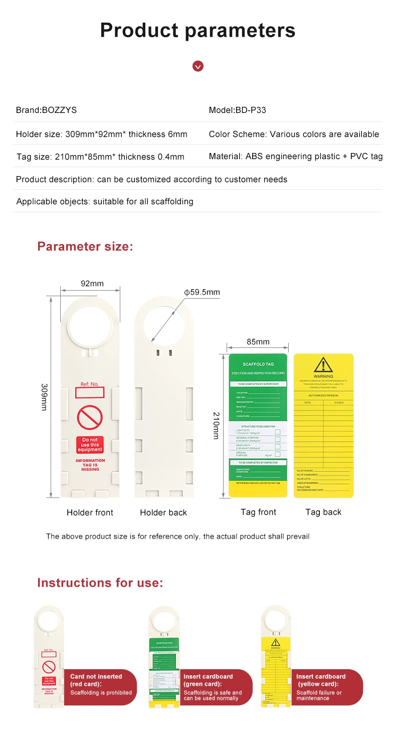 Bozzys Plastic Scaffold Lockout Tagout with Inspection Record