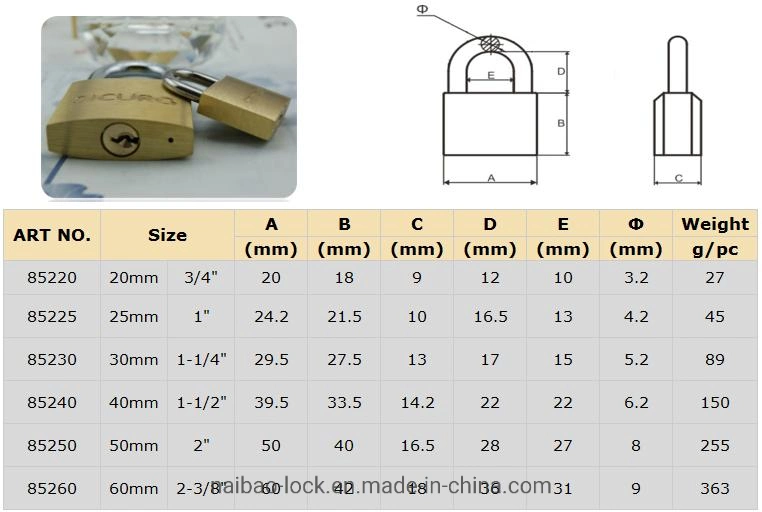 Master Key System Solid Brass Padlock