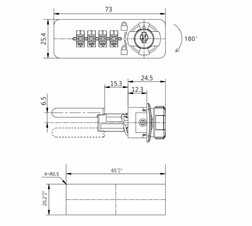 Mechanical Combination Three Digit Code Lock 9519