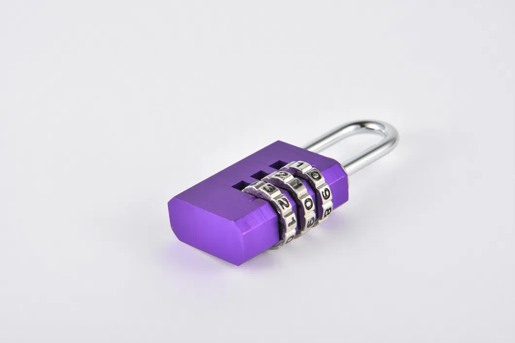 Purple Aluminum Alloy Combination Code 3 Dials Safety Economic Pad Lock
