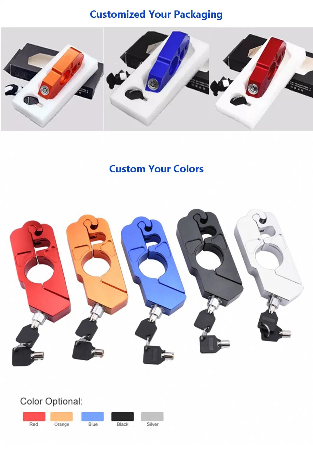 Factory Wholesale Motorcycle Accessories Motorbike Caps Safety Throttle Brake Neck Lock Handlebar Grip Lock