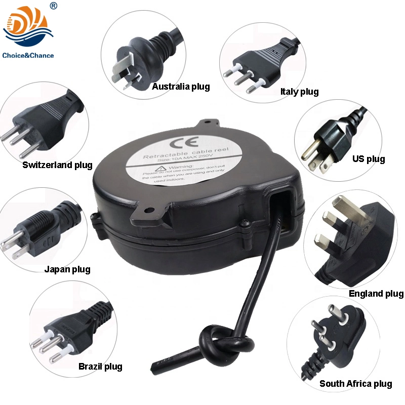 EU Standard Spring Driven Security Extension Small Retractable Cable Reel
