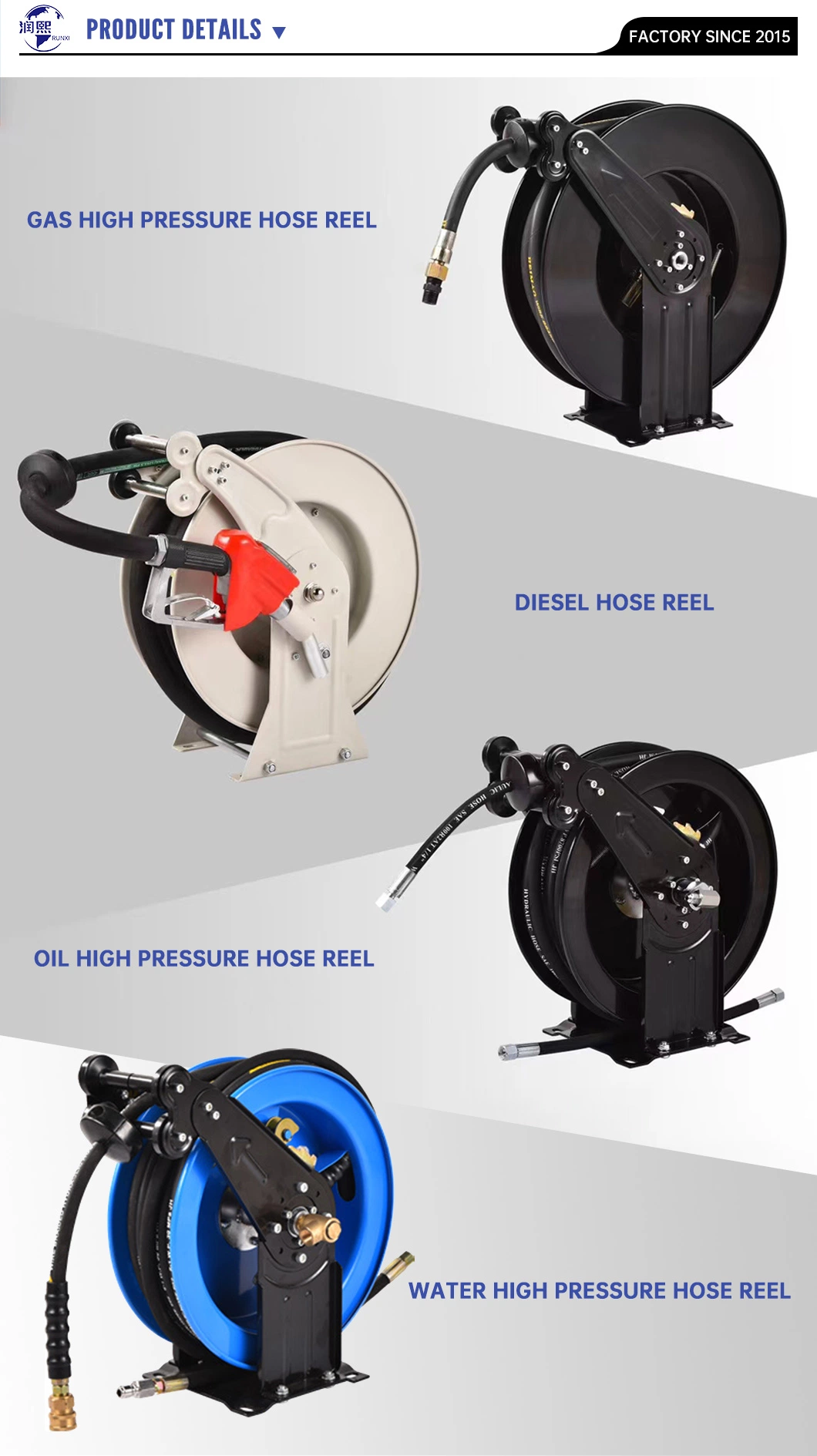 Pressure Washing Compressed Air Water Oil Fuel Hose Storage Automotive Hose Reels