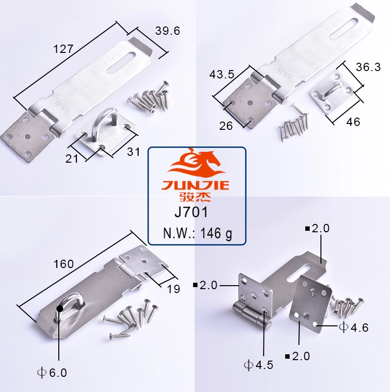 5 Inch Door Padlock Hasp Heavy Duty Fixed Hasp Staple J701