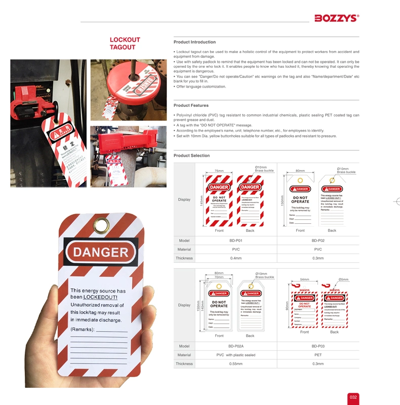 Universal Red PVC Re-Erasable Tagout Sign Suitable to Overhaul of Lockout-Tagout Equipment Safety Warning