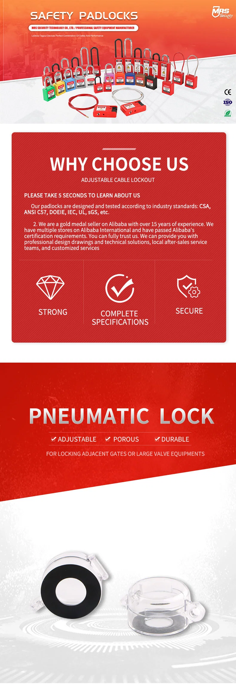 Ma01-25 Industry Transparent Prevent Misoperation Safety Lockout Tagout Security Lock Loto Manufacturer