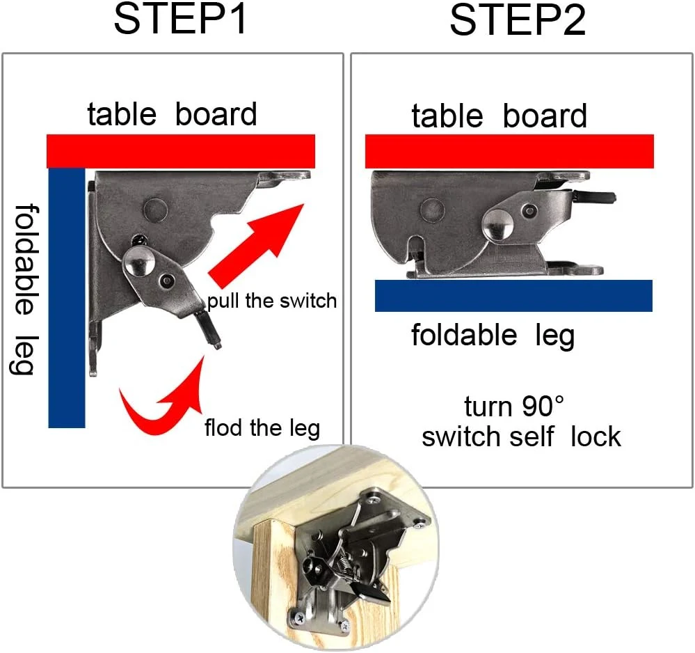 for Chair Tables 90 Degree Folding Hinge Table Leg Bracket Self-Locking