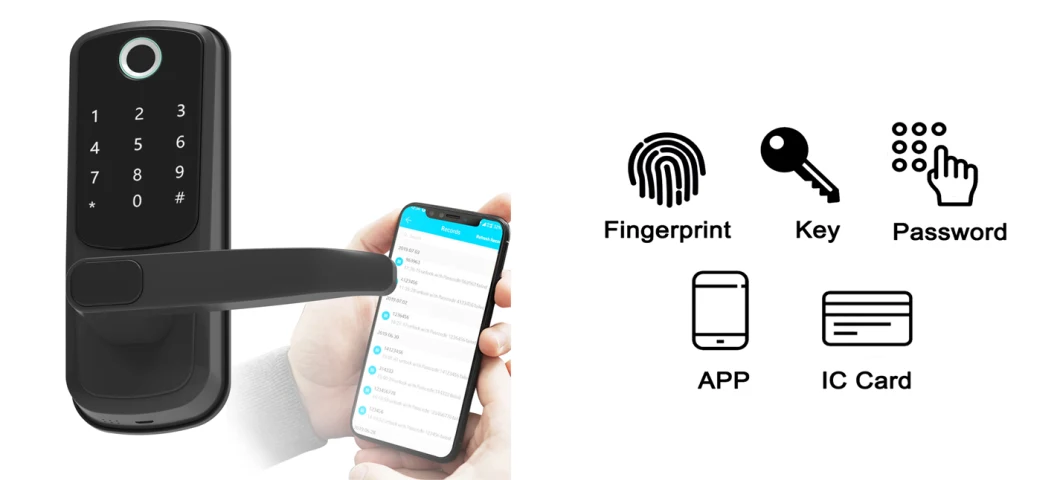 High Security Anti-Peep Code Fingerprint Door Handle WiFi APP Intelligent Digital Smart Door Lock