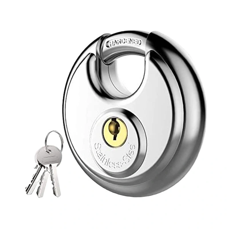 70mm Keyed Alike Waterproof Security Rim Discus Round Key Stainless Steel Disc Padlock