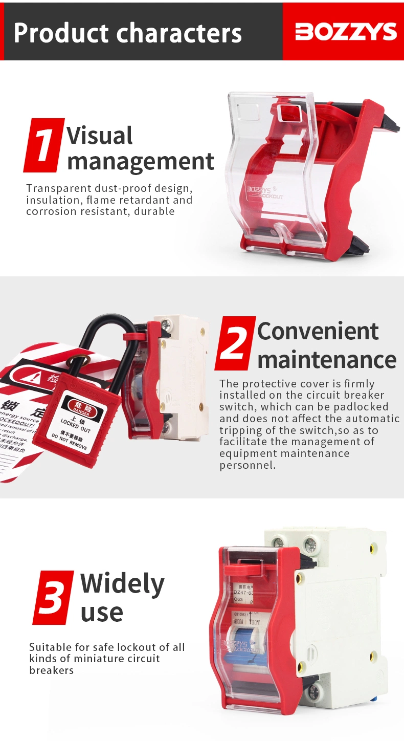 Bozzys Miniature Circuit Breaker Lockout Device Fixed with Industrial Glue to Prevent Removal