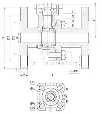 Stainless Steel/Ss/CF8/CF8m/Carbon Steel Floating Type Solid Ball Locking Device Fire Safe 2PC Flange Ball Valve