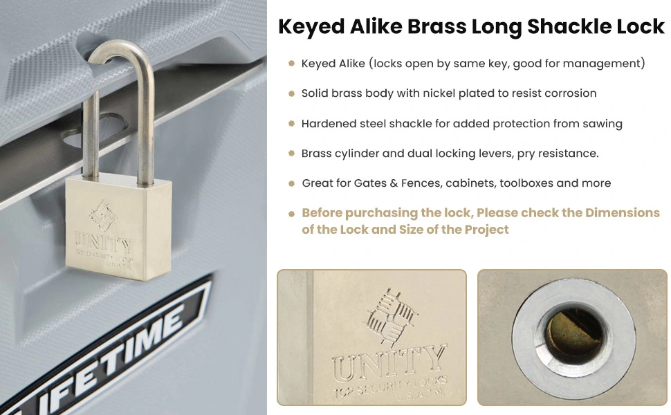 Brass Keyed Alike Padlock with Long Shackle