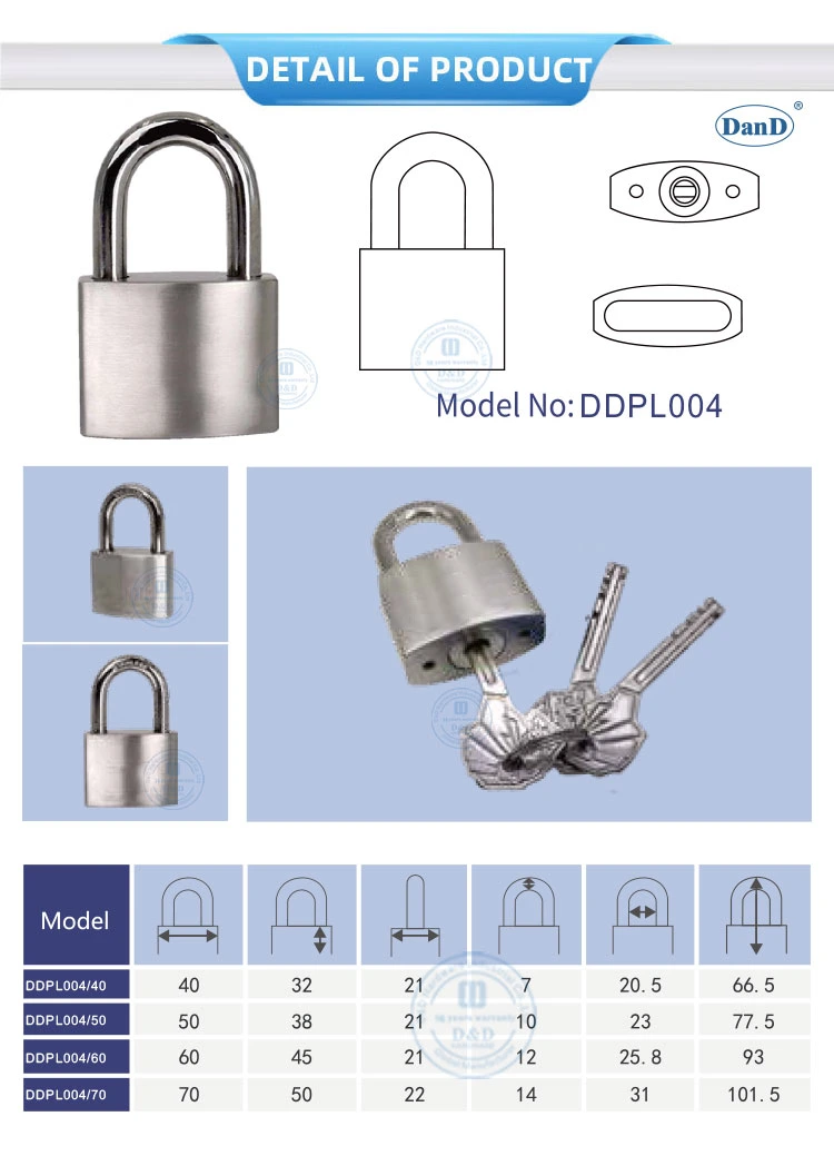 Waterproof 40mm-70mm Stainless Steel High Security Double Locking Vane Key Padlock