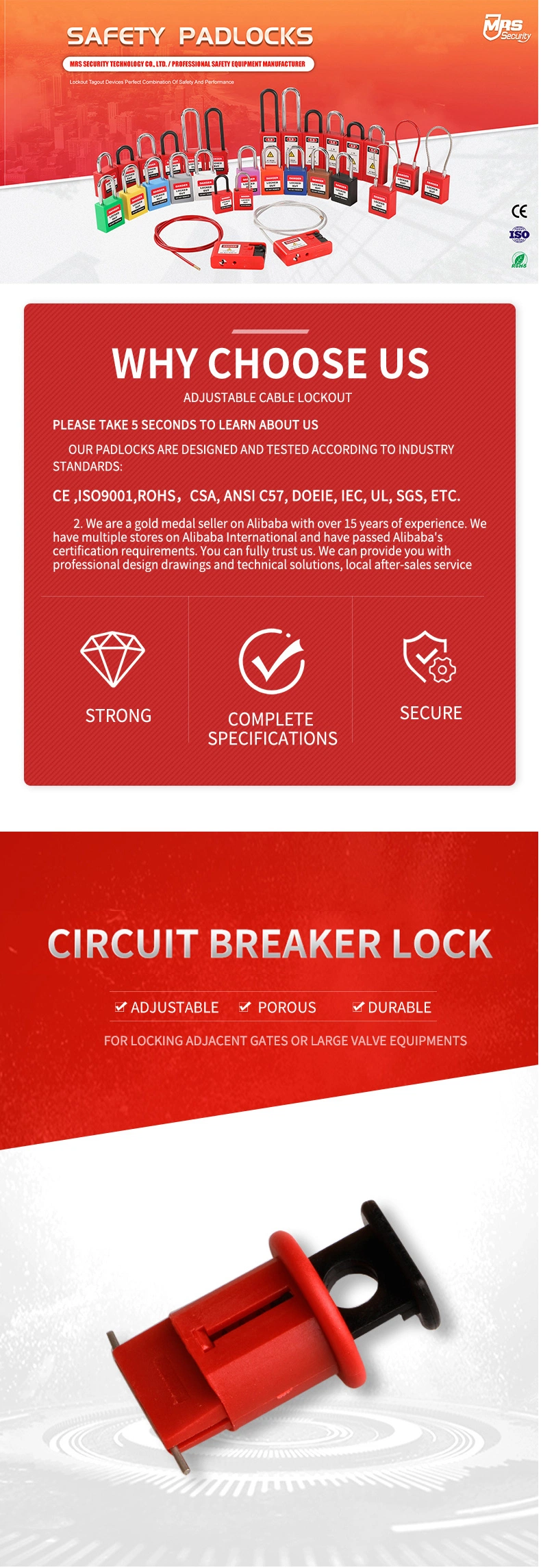 Pow ABS Industry Mini Safety Circuit Breaker Lockout Security Lockout Tagout Manufacturer