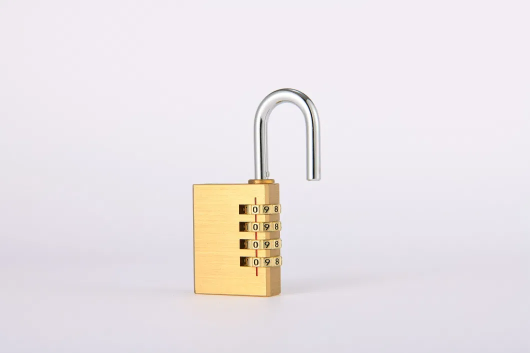 38mm Security Combination Padlock with 4 Zinc Alloy Dial Wheels and Brass Body
