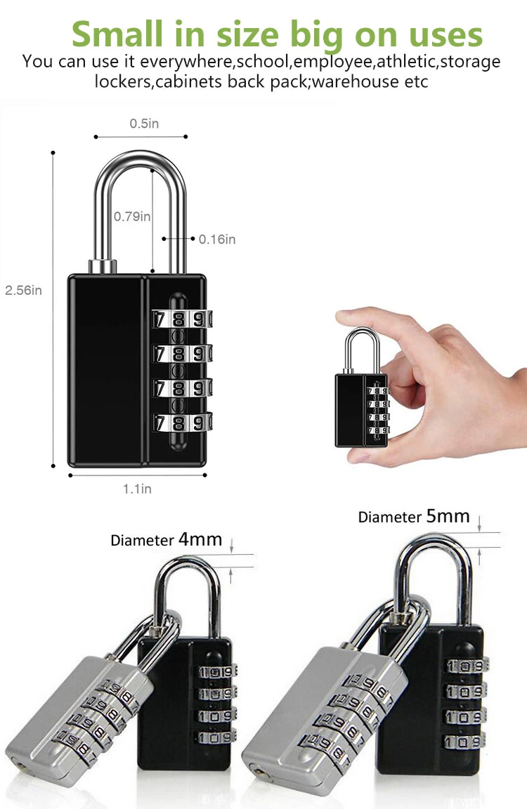 High Quality Digital Zinc Alloy Gym Locker Number Combination Code Padlock with Master Key