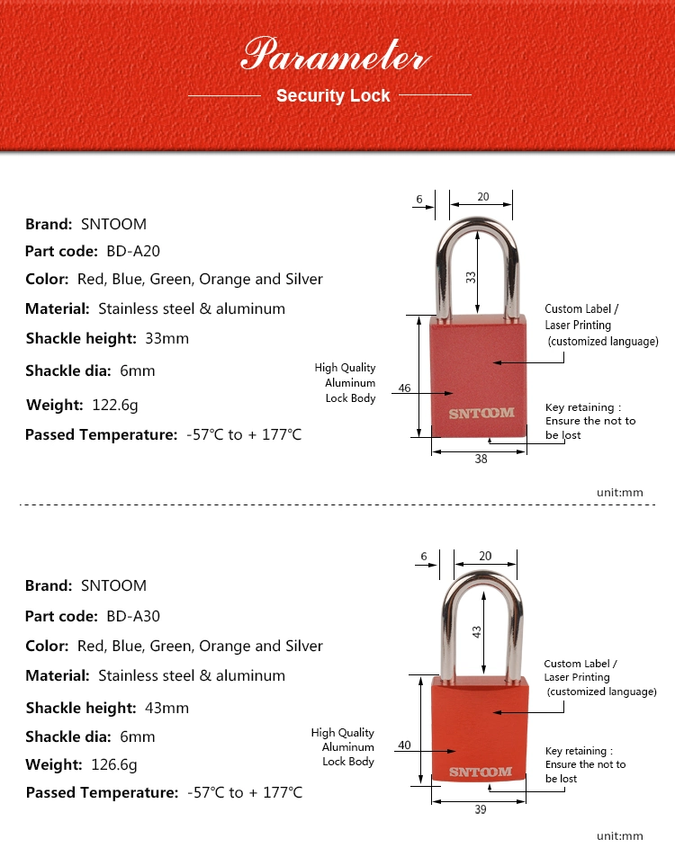 Industrial Maintenance Auto-Popup Aluminum Safety Lockout Padlock