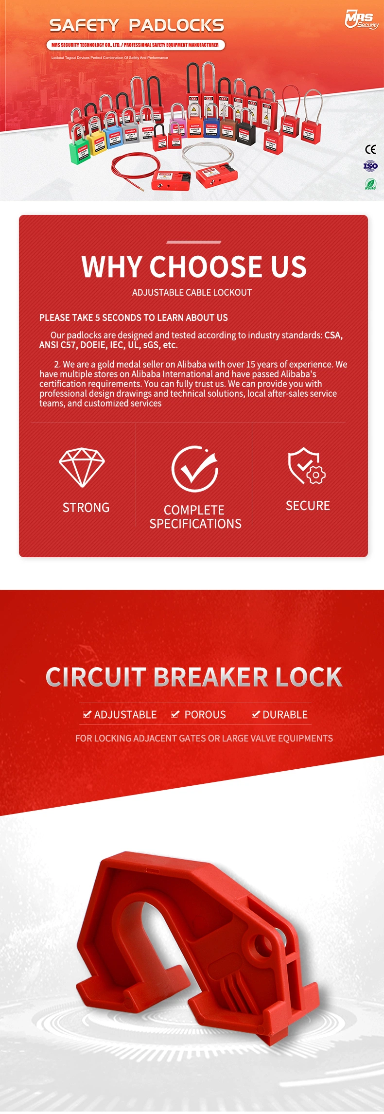 ABS Durable Circuit Breaker Lockout with Lazy Screw Security Lockout Tagout Manufacturer