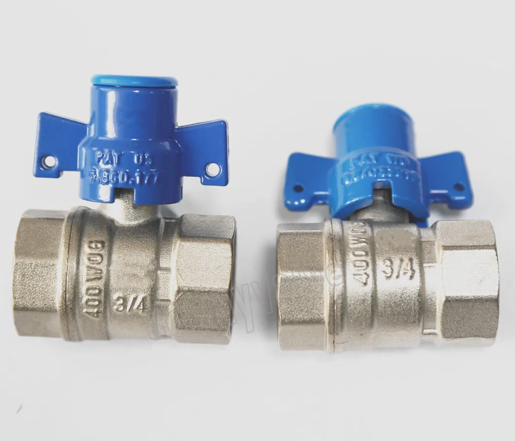 DN15 Nickel Plated Brass Ball Valve Lock with Butterfly Handle China Factory