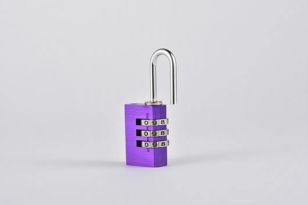 Purple Aluminum Alloy Combination Code 3 Dials Safety Economic Pad Lock