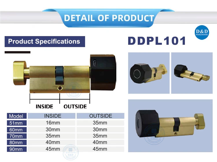 Euro Profile Door Mortise Lock Cylinder Padlock with Fingerprint Unlock for Safety