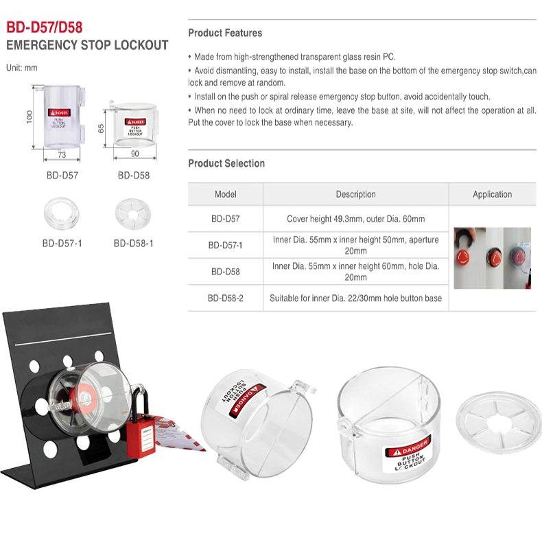 Emergency Stop Push Button Lockout Suitable for 23mm Push Button Switch