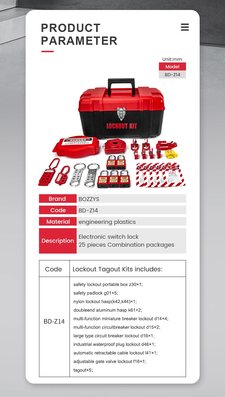 Bozzys Chinese Factory Manufacturer Electrical Lockout Tagout Kit