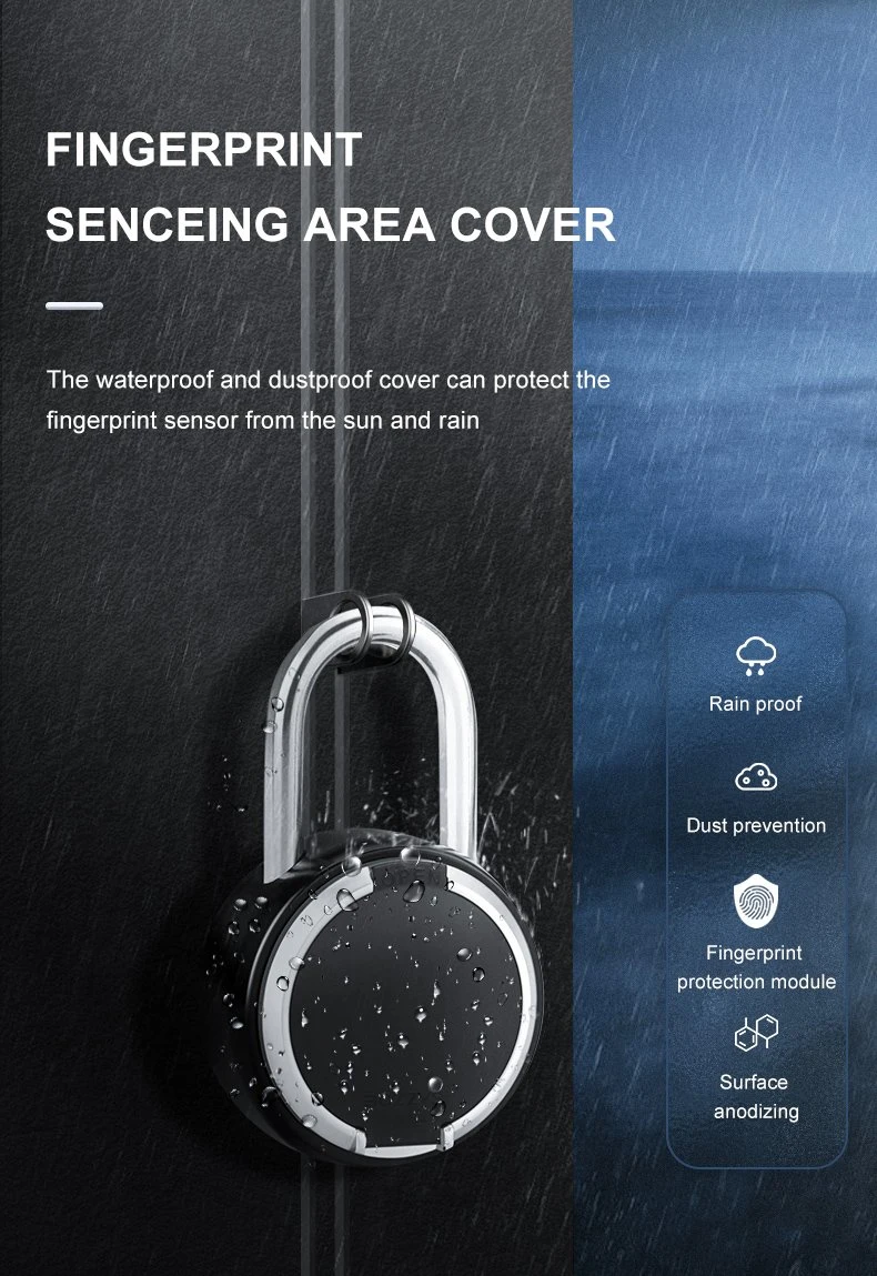 Waterproof Safety Lockout Padlock APP Remote Control Tuya Smart Keyless USB Charge Round Fingerprint Padlock