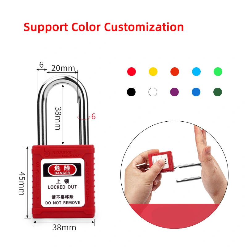 OEM Security 6mm Steel Shackle Safety 38mm Loto Lockout Tagout Padlock