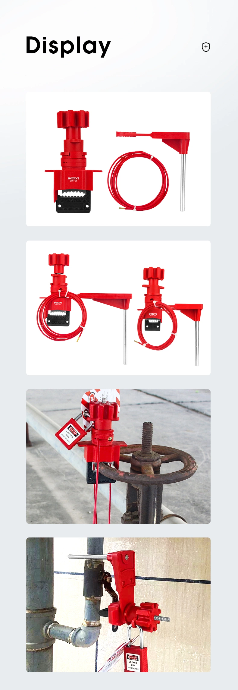 Large Universal Gate Valve Lockout with Coated Cable-Using Cable Attachment