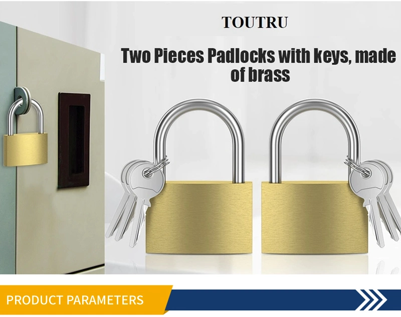 European Short Shackle Top Security Solid Padlock Nickle Plated Steel Crossed Keys Brass Padlock