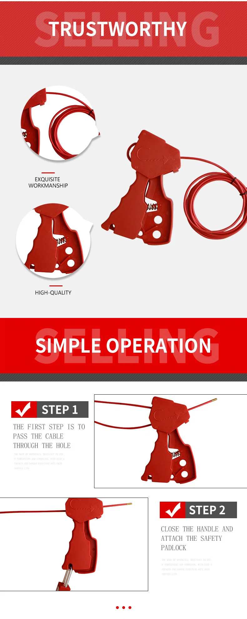 Steel Wrapped in PVC Cable Safety Lockout Tagout Loto Safe Lock Manufacturer