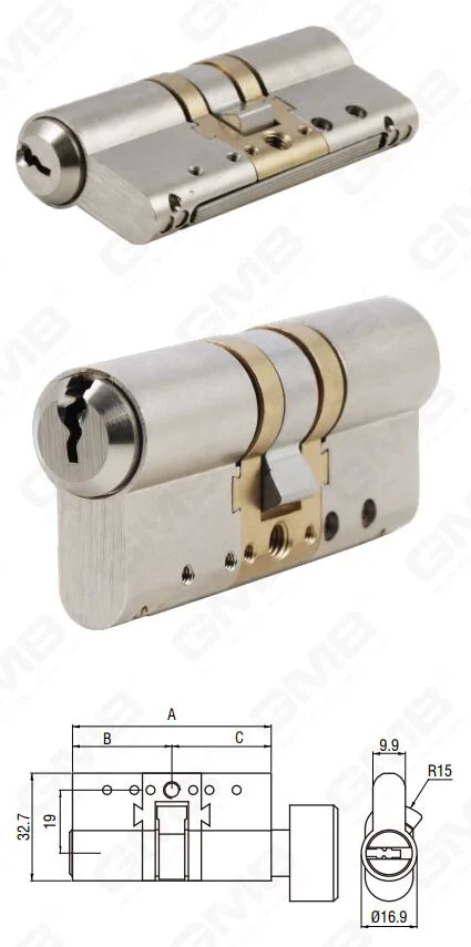 En1303 High Security Euro Profile Brass Extension Door Lock Cylinder (GMB-CY-37)