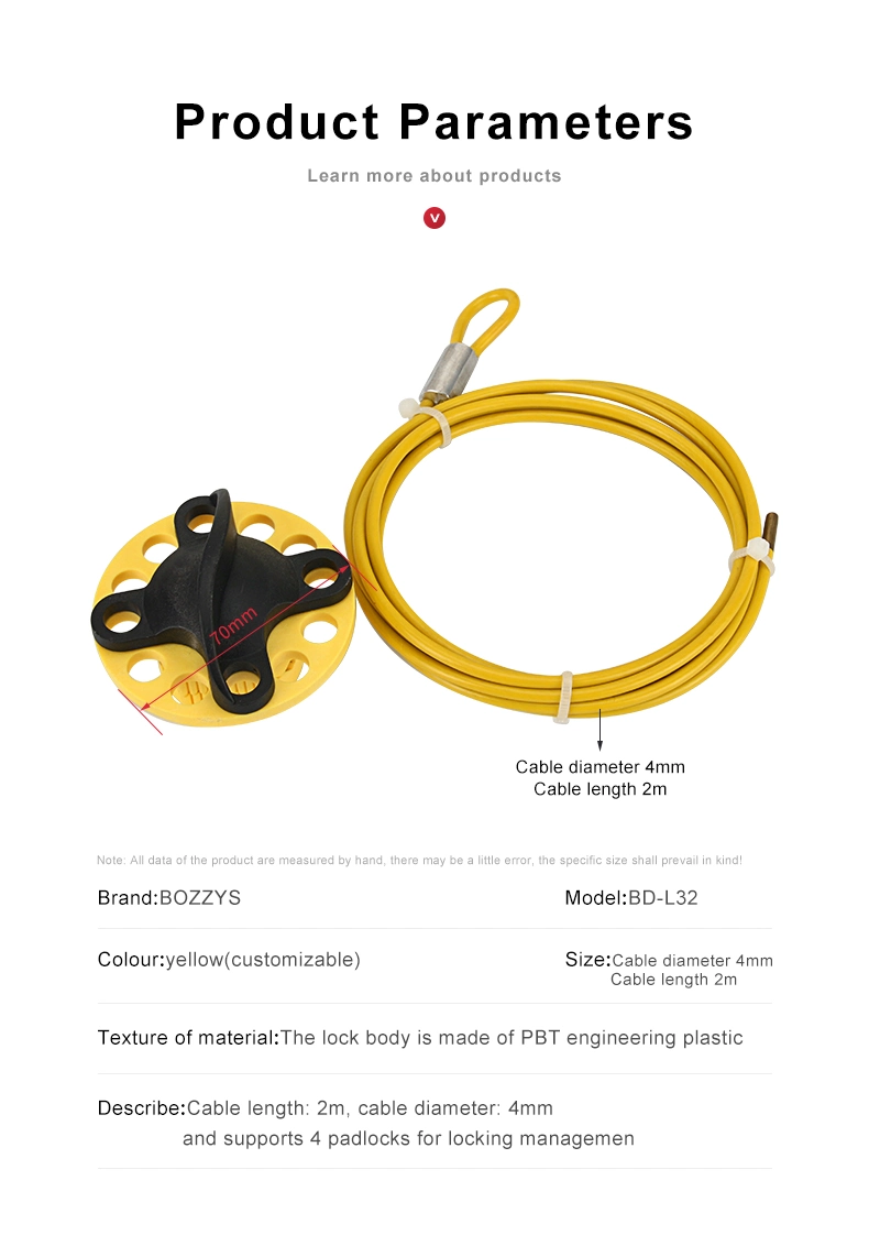 Industrial Wheel Type Cable Lockout with 2m Stainless Steel Cable