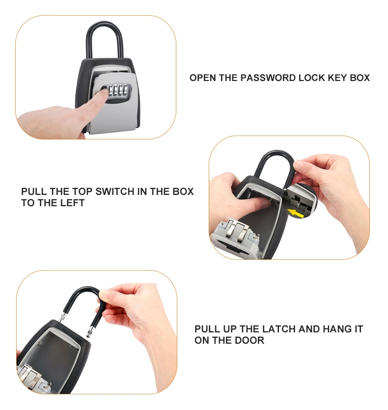 Metal Portable Large Storage Capacity 4 Digital Combination Key Lockbox